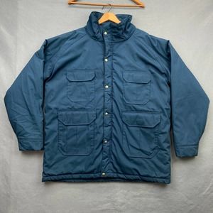 VTG WOOLRICH JACKET WOOL LINED Blue BARN CHORE COAT MEN'S XL